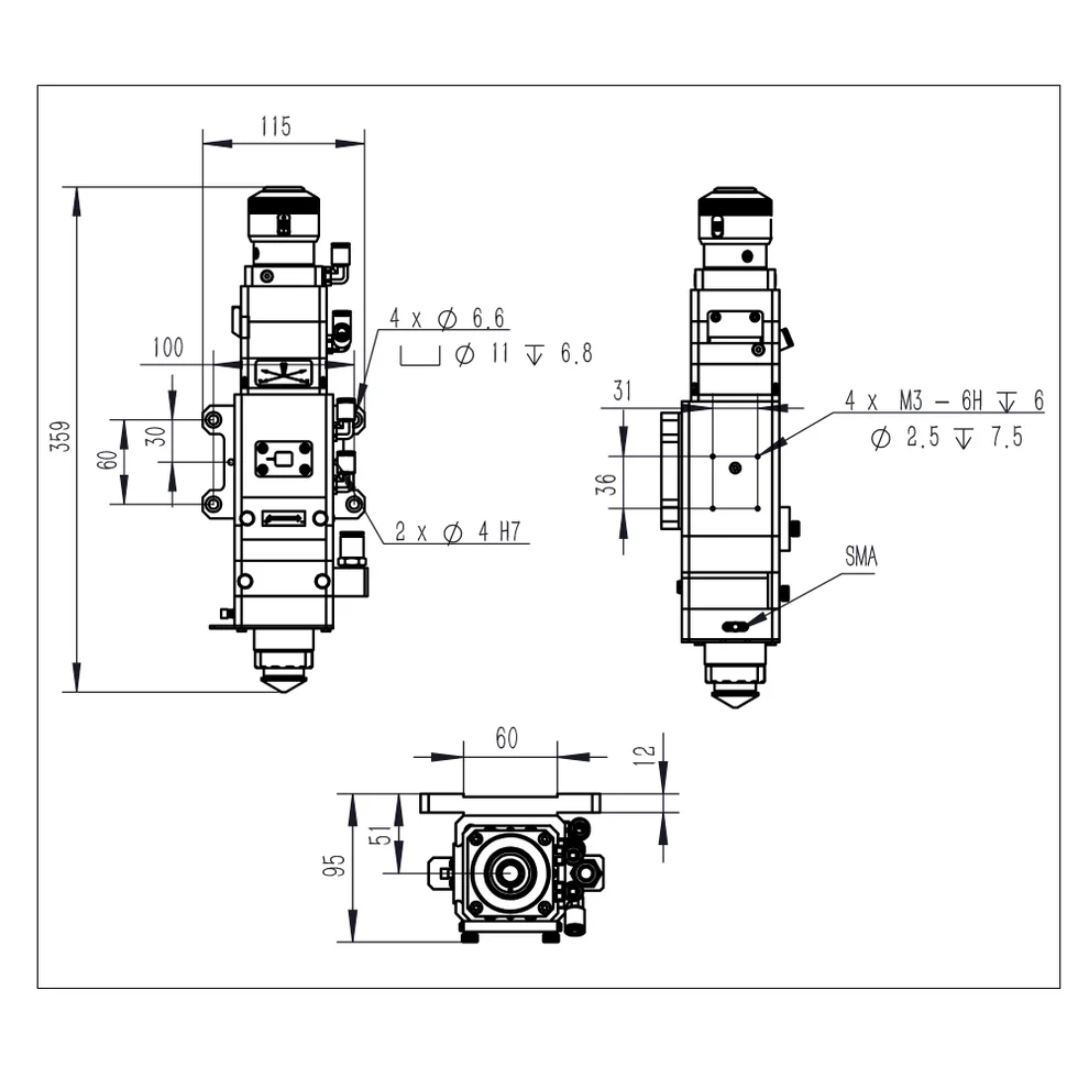 Лазерная режущая головка Raytools BT240S (CL100 FL200, 3.3 кВт)